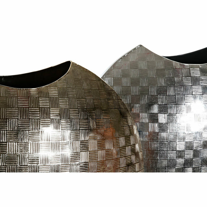 Vase DKD Home Decor Aluminium Moderne Silberfarben (2 pcs) (37 x 14 x 33 cm)