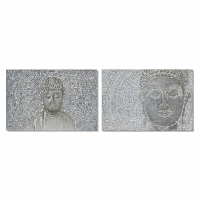 Bild DKD Home Decor Kiefer Leinwand Buddha (2 pcs) (120 x 2.8 x 80 cm)