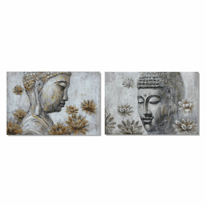 Bild DKD Home Decor Kiefer Leinwand Buddha (2 pcs) (120 x 2.8 x 80 cm)