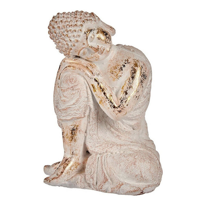 Dekorative Figur für den Garten Buddha Weiß/Golden Polyesterharz (23 x 33 x 26 cm)