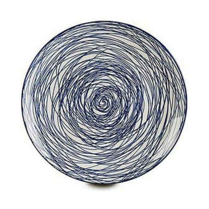 Flad plade Streifen Porzellan Blau Weiß (24 x 2,8 x 24 cm)