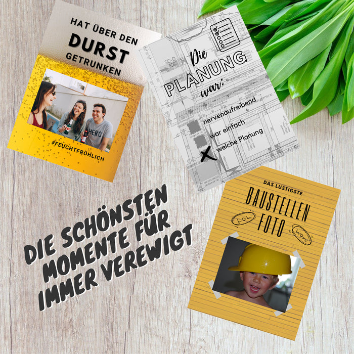 Meilensteinkarten Hausbau mit Grußkarte - Geschenk für Bauherr & Bauherrin - Meilensteinkarten als Bautagebuch für Häuslebauer, kreative Geschenkidee