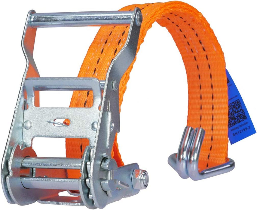 4 Stück 2000kg 6m Spanngurte mit Ratsche 2 teilig zweiteilig mit Haken Ratschengurt Zurrgurte orange 35mm 2000 daN 2t