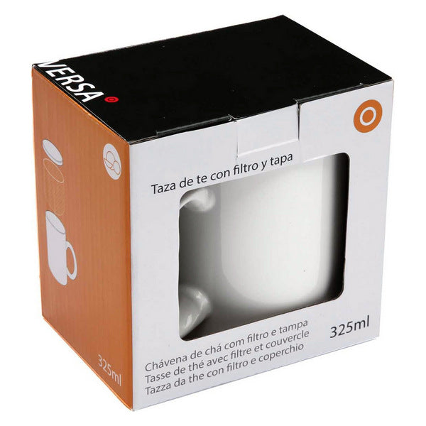 Filtertasse für Teeaufgüsse Porzellan Weiß/Grau