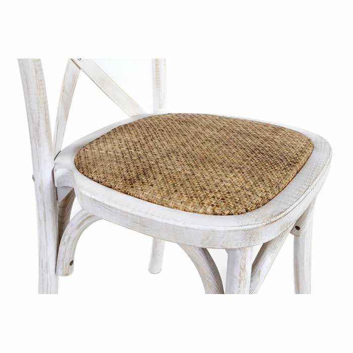 Stuhl DKD Home Decor Holz Weiß Rattan (57 x 57 x 95 cm)