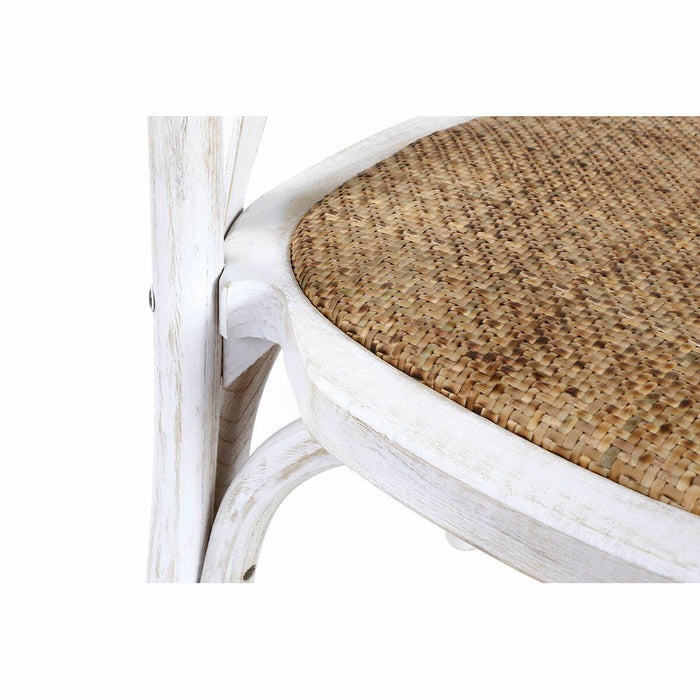 Stuhl DKD Home Decor Holz Weiß Rattan (57 x 57 x 95 cm)