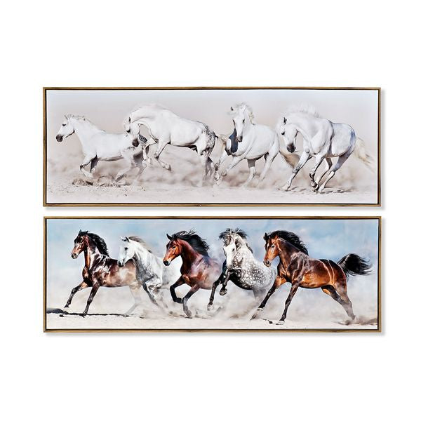 Bild DKD Home Decor Pferde Lackierung (2 pcs) (122 x 2 x 42 cm)