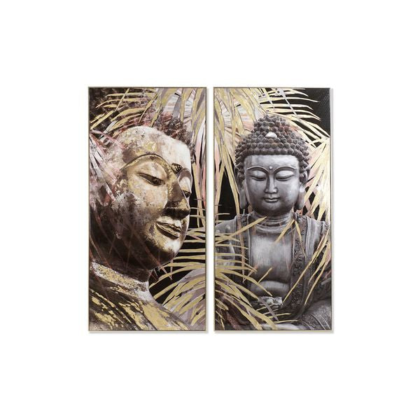Bild Dekodonia Buddha Schwarz Leinwand (2 pcs) (70 x 5 x 150 cm)