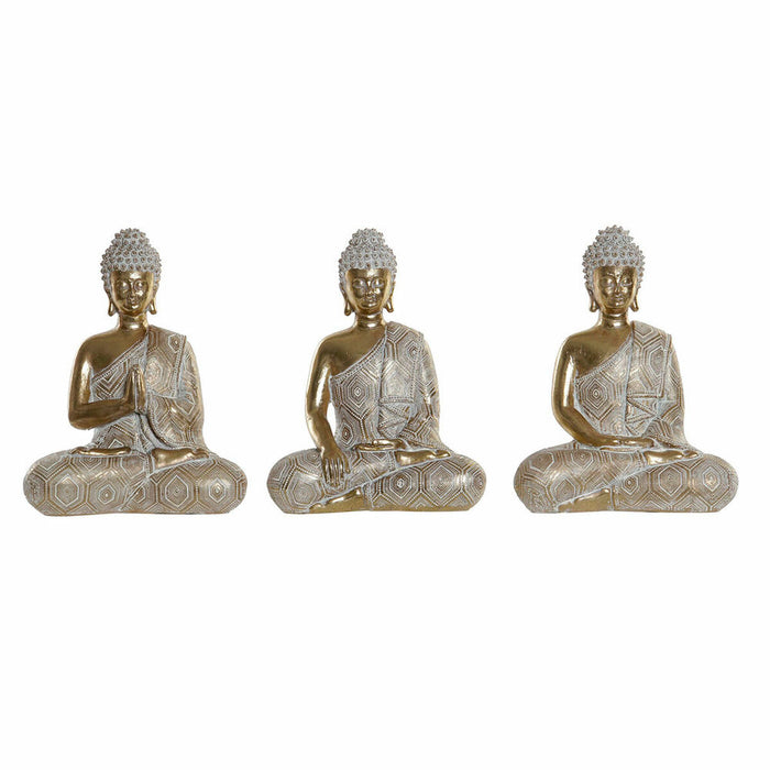 Deko-Figur DKD Home Decor Golden Buddha Harz (14.5 x 8.5 x 18 cm) (3 pcs)