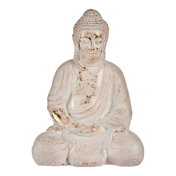 Dekorative Figur für den Garten Buddha Weiß/Golden Polyesterharz (22,5 x 41,5 x 29,5 cm)