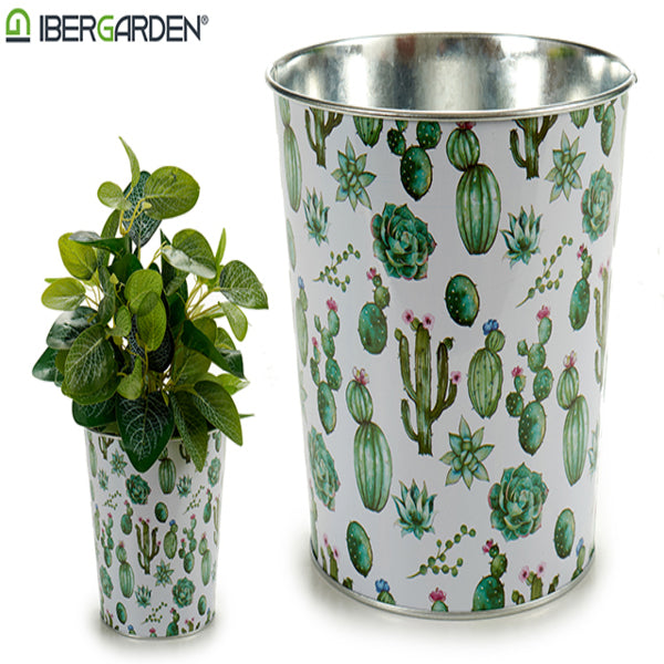 Blumentopf Metall Kaktus (17,5 x 16,5 x 17,5 cm) groß rund