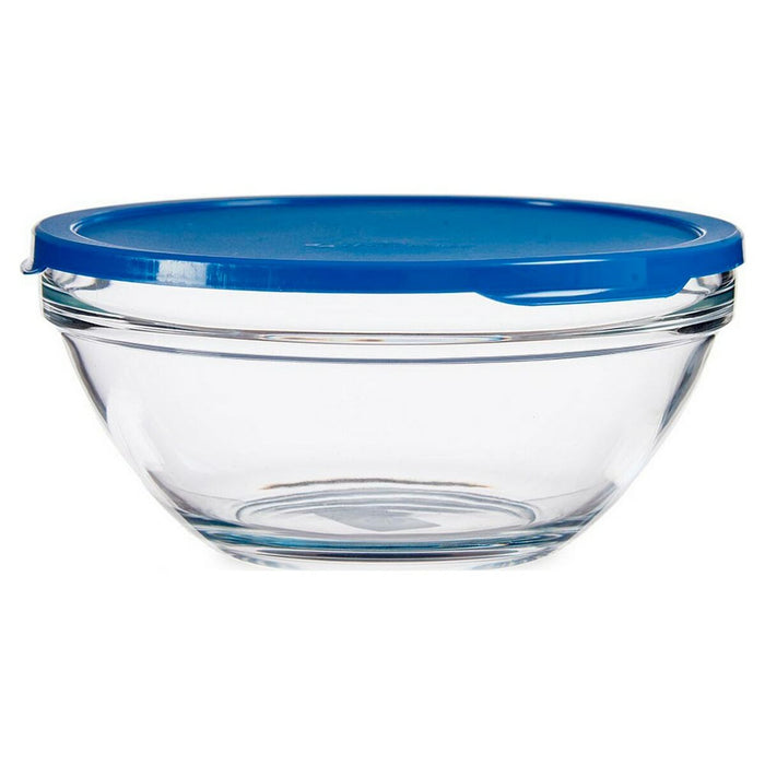 Runde Lunchbox mit Deckel Blau Durchsichtig Kunststoff Glas (2500 ml)