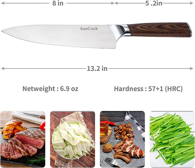 Küchenmesser Kochmesser Gemüsemesser 8 Zoll, Ultra Sharp Professionelle Küchenmesser High Carbon Edelstahl Messer mit ergonomischem Griff 