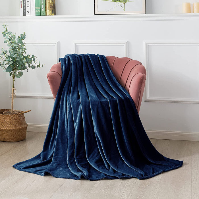 Kuscheldecke Flauschig Weich und Warme Fleecedecke für Bett Couch, Decke als Sofadecke Wohndecke 130 x 150 cm Marineblau