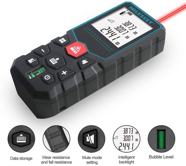 Laser Entfernungsmesser Profi,±2mm Genauigkeit Entfernungsmesser, Flächen und Volumenmessung,Lasermessgerät 50M,M/In/Ft/Ft+In Einheiten