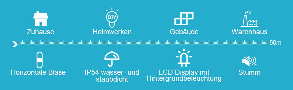 Laser Entfernungsmesser Profi,±2mm Genauigkeit Entfernungsmesser, Flächen und Volumenmessung,Lasermessgerät 50M,M/In/Ft/Ft+In Einheiten