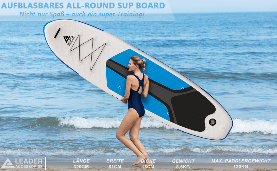 Leader Accessories All-Round SUP Board aufblasbar SUP Brett Stand Up Paddle Board