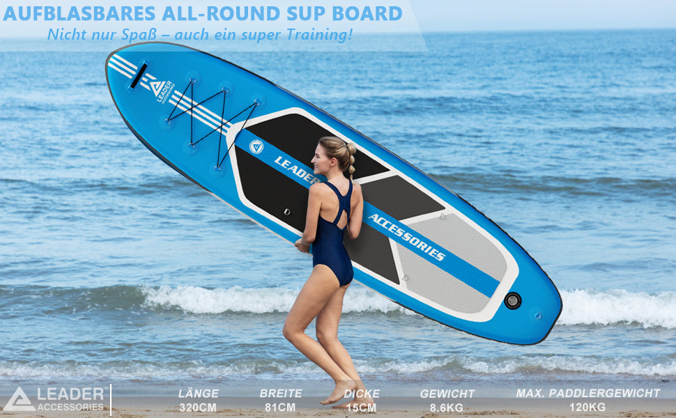 Leader Accessories All-Round SUP Board aufblasbar SUP Brett Stand Up Paddle Board 