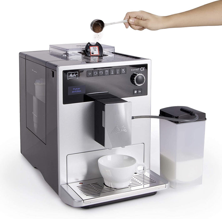 Melitta Caffeo Kaffeevollautomat | mit Milchbehälter | Zweikammern-Bohnenbehälter | One Touch Funktion | 15 Bar | Automatische Reinigungsprogramme