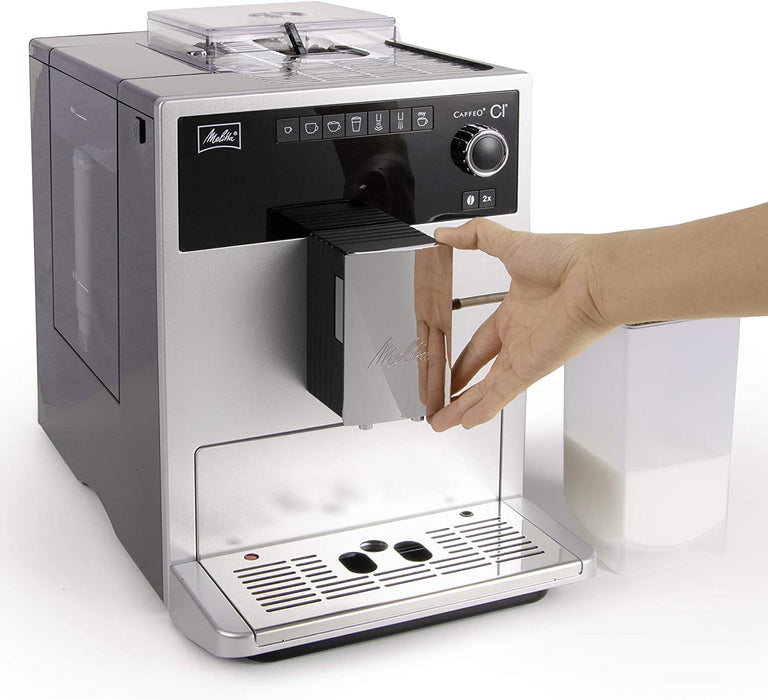 Melitta Caffeo Kaffeevollautomat | mit Milchbehälter | Zweikammern-Bohnenbehälter | One Touch Funktion | 15 Bar | Automatische Reinigungsprogramme