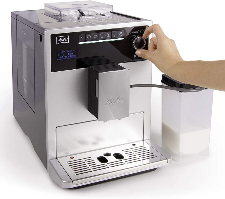 Melitta Caffeo Kaffeevollautomat | mit Milchbehälter | Zweikammern-Bohnenbehälter | One Touch Funktion | 15 Bar | Automatische Reinigungsprogramme