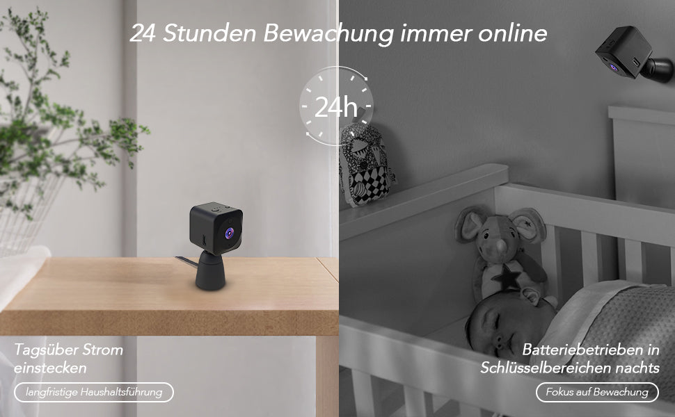 Mini Kamera 4K HD Mini Überwachungskamera Live Übertragung Handy APP Für Innen WLAN Videoüberwachung Mit Akku Kleine WiFi Babyphone