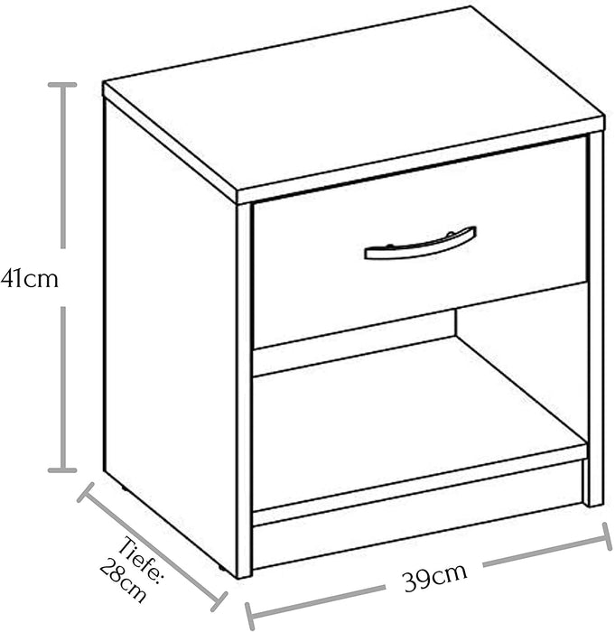 Nachttisch in Eiche Sonoma Optik - Schlichter Nachtschrank mit einer Schublade passend zu jedem Bett & Schlafzimmer - 39 x 41 x 28 cm