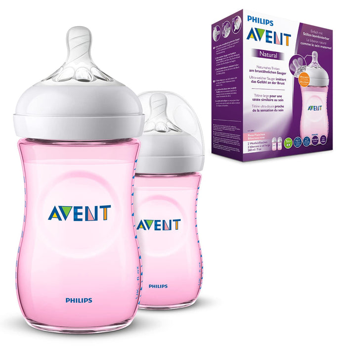 Philips Avent Natural Babyflasche mit Sauger mit langsamem Nahrungsfluss 2 Stück