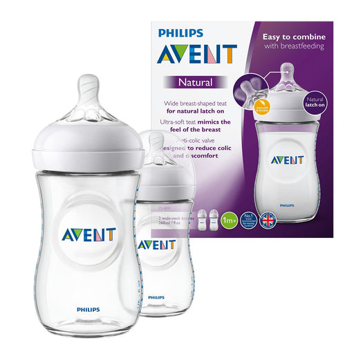 Philips Avent Natural Babyflasche mit Sauger mit langsamem Nahrungsfluss 2 Stück 