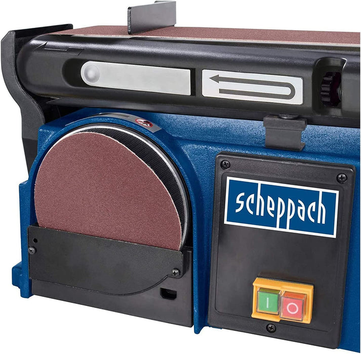 Scheppach Band-Tellerschleifer mit Zubehör | Schleifmaschine mit 370W | 230V | 2850 min-1 | Schleifteller Ø 150mm