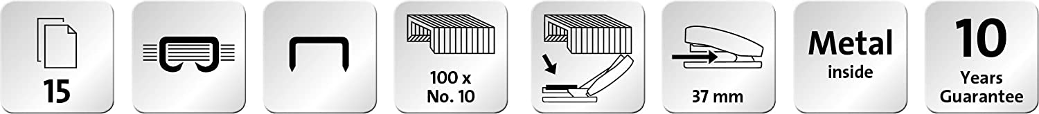 Schreibtisch Set (Heftgerät E 15 mit Locher E 210, inkl. 1000 Heftklammern No. 10) schwarz