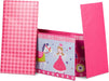 Sitzbox Kinder, Faltbare Aufbewahrungsbox mit Stauraum, Deckel, Prinzessin & Fee, 50 Liter, platzsparend, pink, Prinzessin