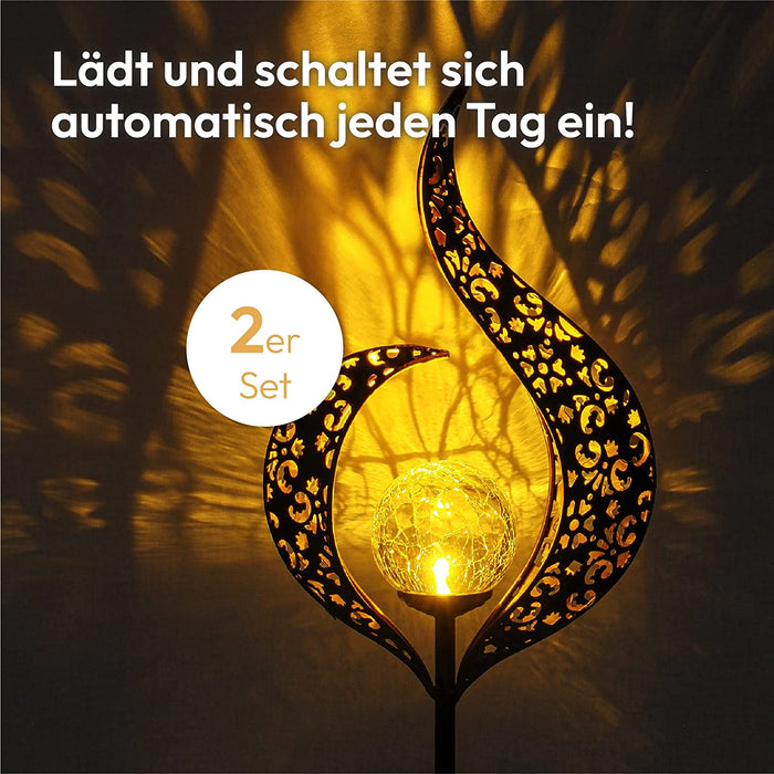 Solarlampen für außen Garten 2er Set | Wasserdichte Solar Leuchten Garten als Garten Deko draußen | LED Laternen für draußen | Gartenleuchten solar