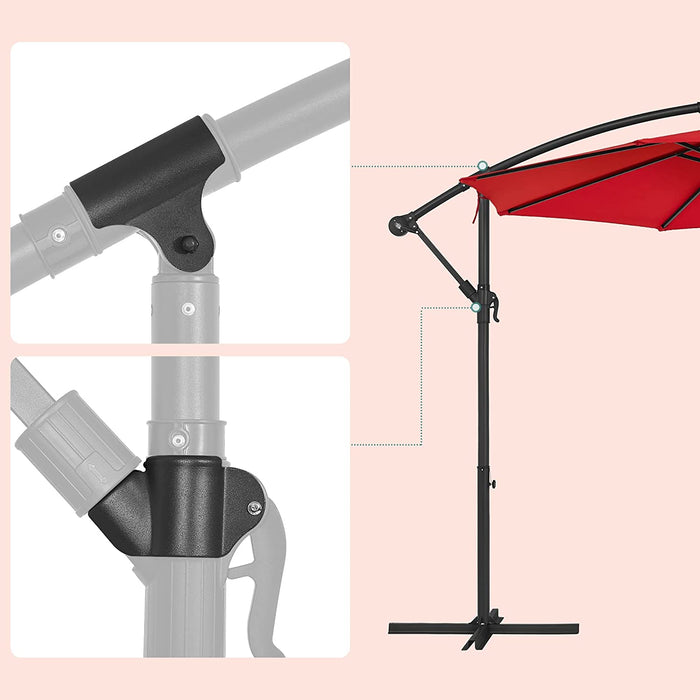 Sonnenschirm, Ampelschirm Ø 300 cm, mit Kurbel zum Öffnen und Schließen, Sonnenschutz, Gartenschirm, UV-Schutz bis UPF 50+, für Garten, Terrasse, rot