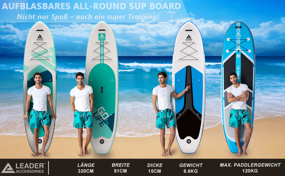 Stand Up Paddle Board - Leader Accessories All-Round SUP Board aufblasbar SUP Brett 