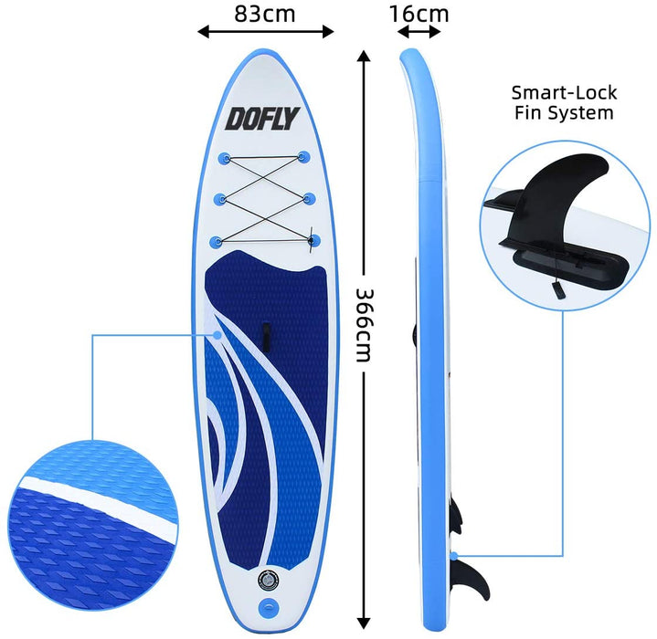 Stand Up Paddling Board Aufblasbar Set, Sup Board Surfbrett mit Paddel 320cm L x 80cm W x 15cm H Fitness Yoga Board bis 150kg