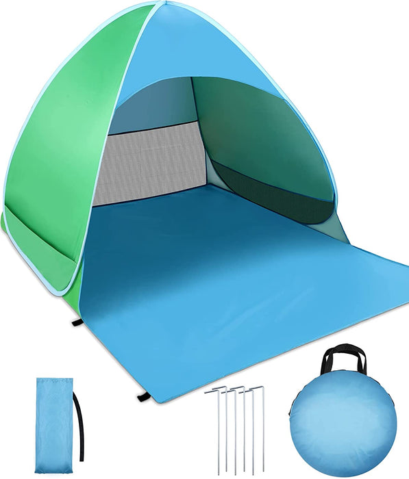 Strandmuschel UV-Schutz 50+ | 2-3 Personen Strandzelt | Pop-up Wasserdicht tragbar Wurfzelt | Beach Zelt für Familie Camping Garten Strand