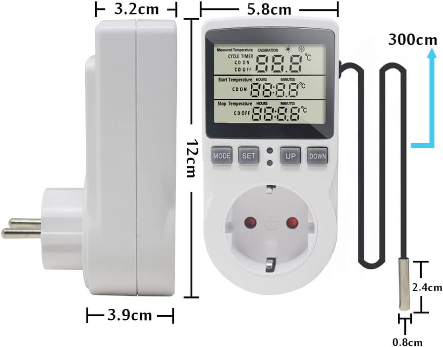 Temperaturregler Steckdose 230V & Fühler Digital Thermostat