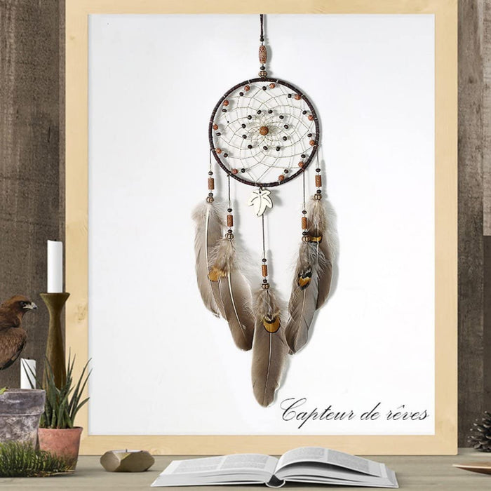 Traumfänger Handgefertigt Traditionelles Dreamcatcher Indischen Gute Träume Wand Zimmer Auto Deko Ornament Geschenk Braun