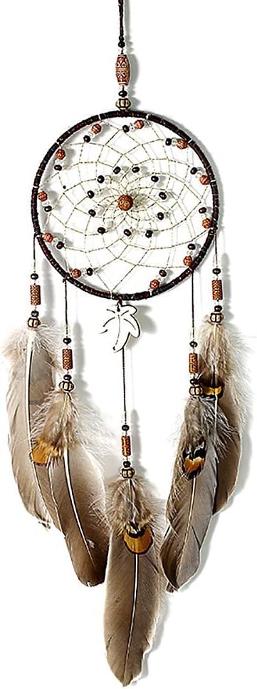 Traumfänger Handgefertigt Traditionelles Dreamcatcher Indischen Gute Träume Wand Zimmer Auto Deko Ornament Geschenk Braun