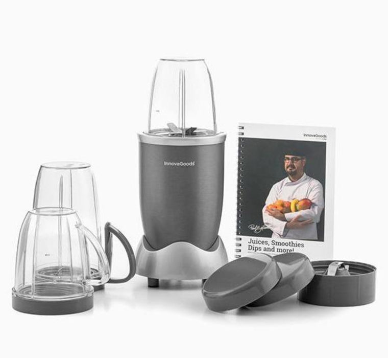 InnovaGoods Nutri·One Touch Standmixer mit Rezeptbuch 600W Grau