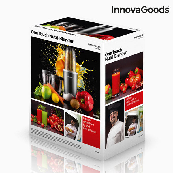 InnovaGoods Nutri·One Touch Standmixer mit Rezeptbuch 600W Grau