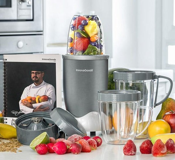 InnovaGoods Nutri·One Touch Standmixer mit Rezeptbuch 600W Grau