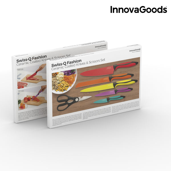 InnovaGoods Swiss·Q Fashion Keramikmesser und Scherenset (6-teilig)