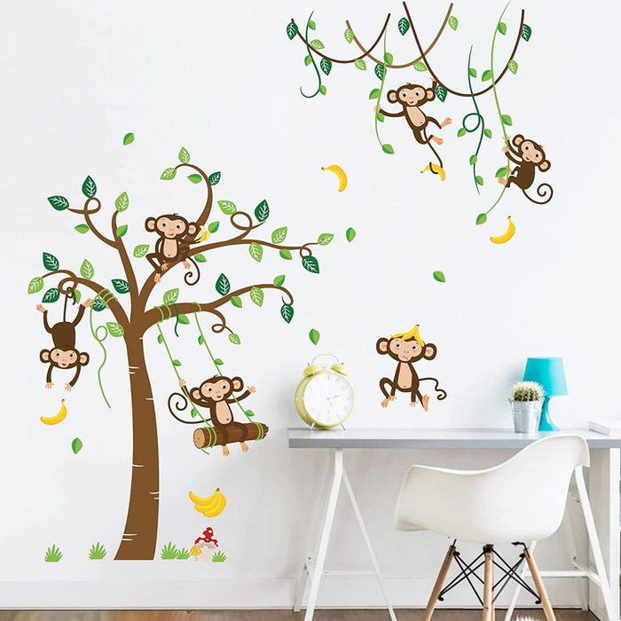 Wandtattoo Affen Dschungel Wandaufkleber Tiere Baum Wandsticker Kinderzimmer Babyzimmer Spielzimmer Wanddeko