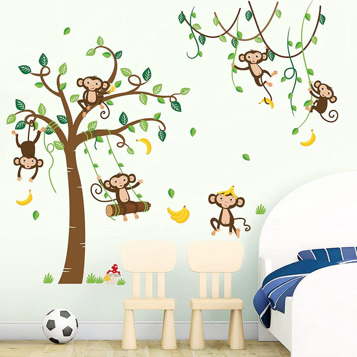 Wandtattoo Affen Dschungel Wandaufkleber Tiere Baum Wandsticker Kinderzimmer Babyzimmer Spielzimmer Wanddeko