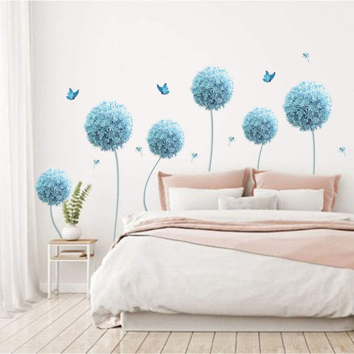 Wandtattoo Blau Allium Blumen Wandsticker Schmetterling Wandaufkleber Groß Wohnzimmer Schlafzimmer Wohnheim Wanddeko