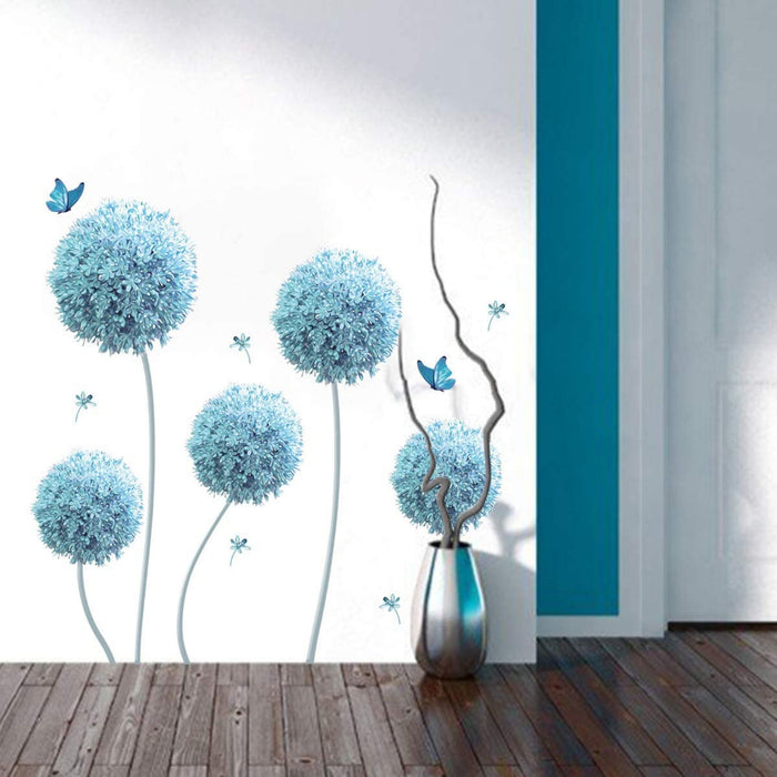 Wandtattoo Blau Allium Blumen Wandsticker Schmetterling Wandaufkleber Groß Wohnzimmer Schlafzimmer Wohnheim Wanddeko