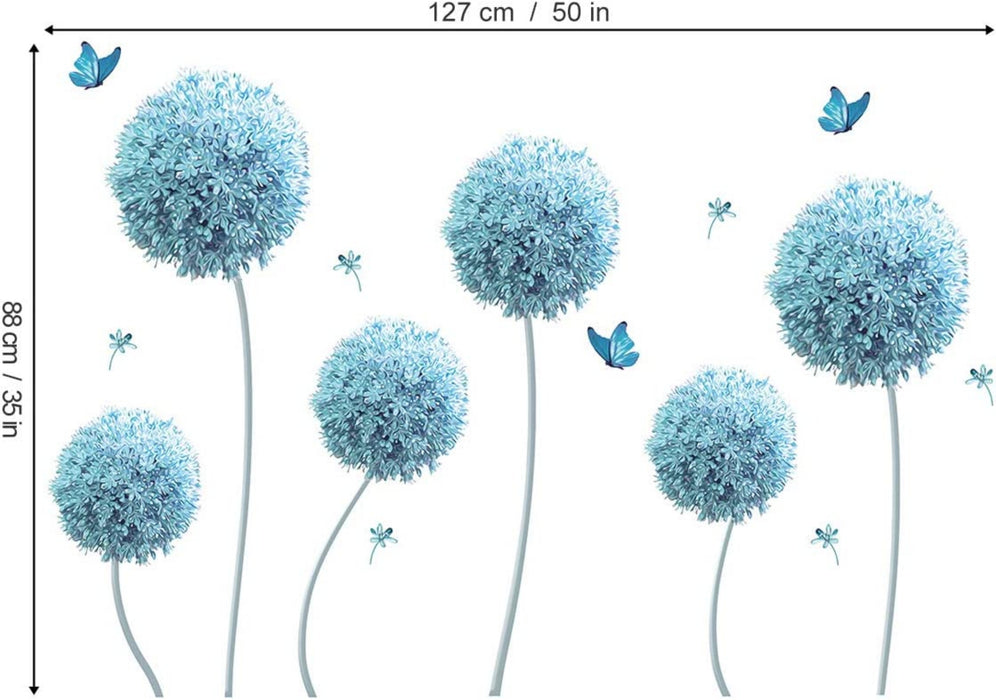 Wandtattoo Blau Allium Blumen Wandsticker Schmetterling Wandaufkleber Groß Wohnzimmer Schlafzimmer Wohnheim Wanddeko