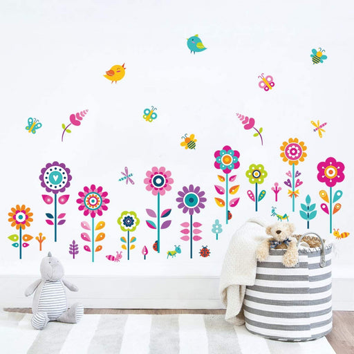 Wandtattoo Bordüre Bunte Blumen Wandsticker Schmetterlinge Kinderzimmer Wandaufkleber Babyzimmer Schlafzimmer Klassenzimmer Wanddeko